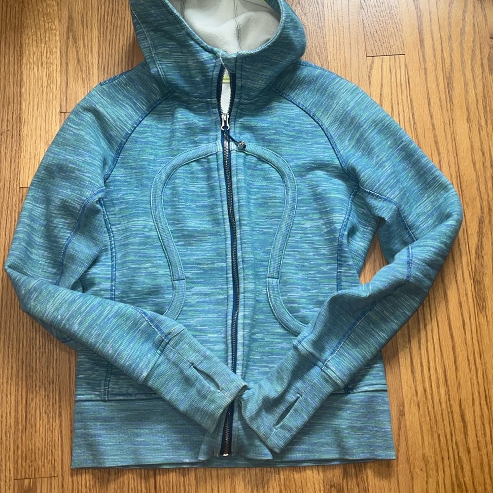 lululemon athletica Blue Teal Space-Dye Scuba Hoodie Size 6